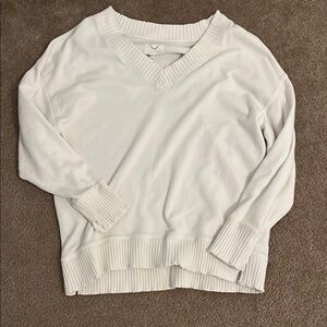 Women's White V-Neck Sweater